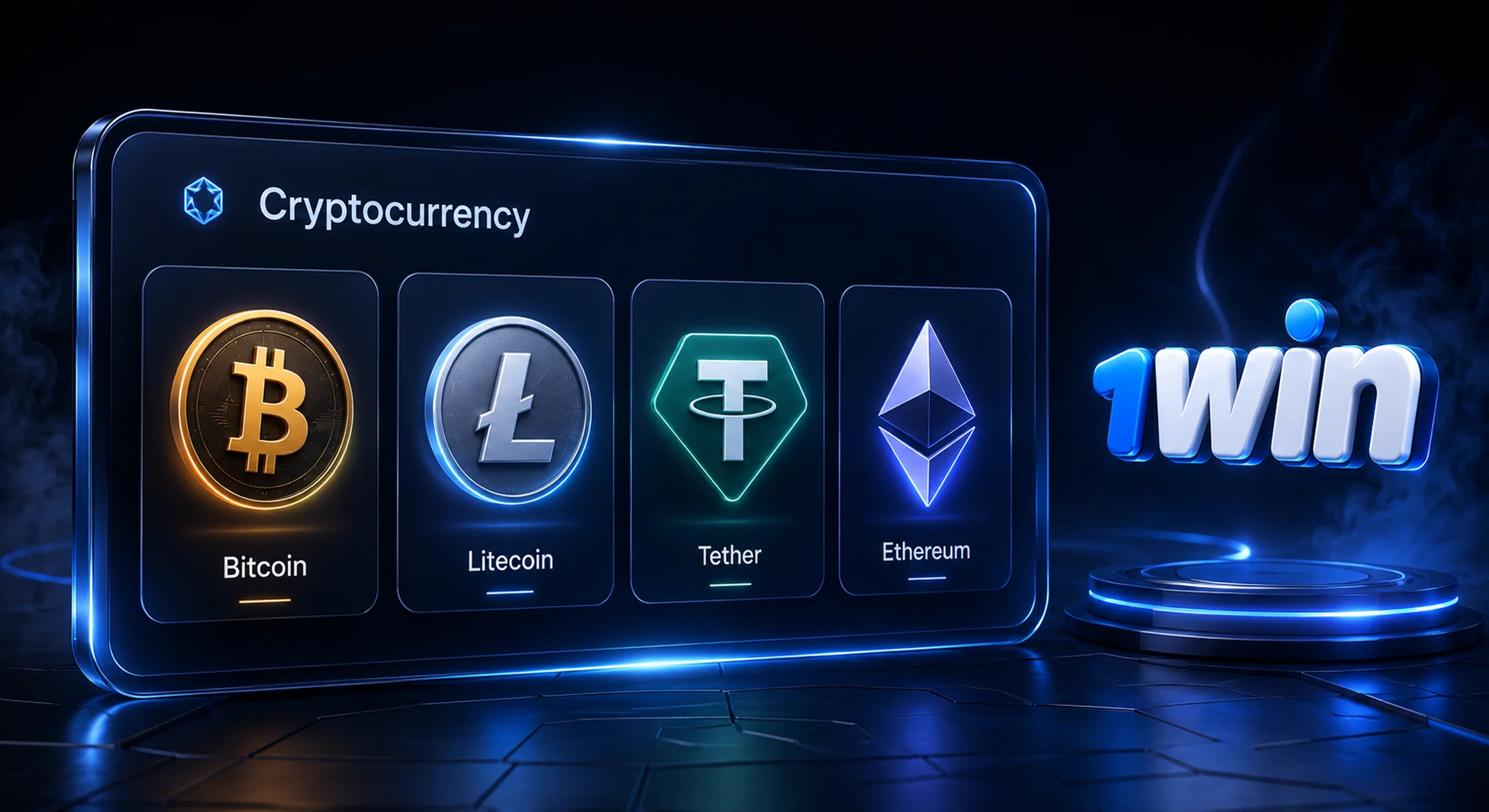 1win official cryptocurrency deposit payment methods featuring Bitcoin Litecoin Tether Ethereum