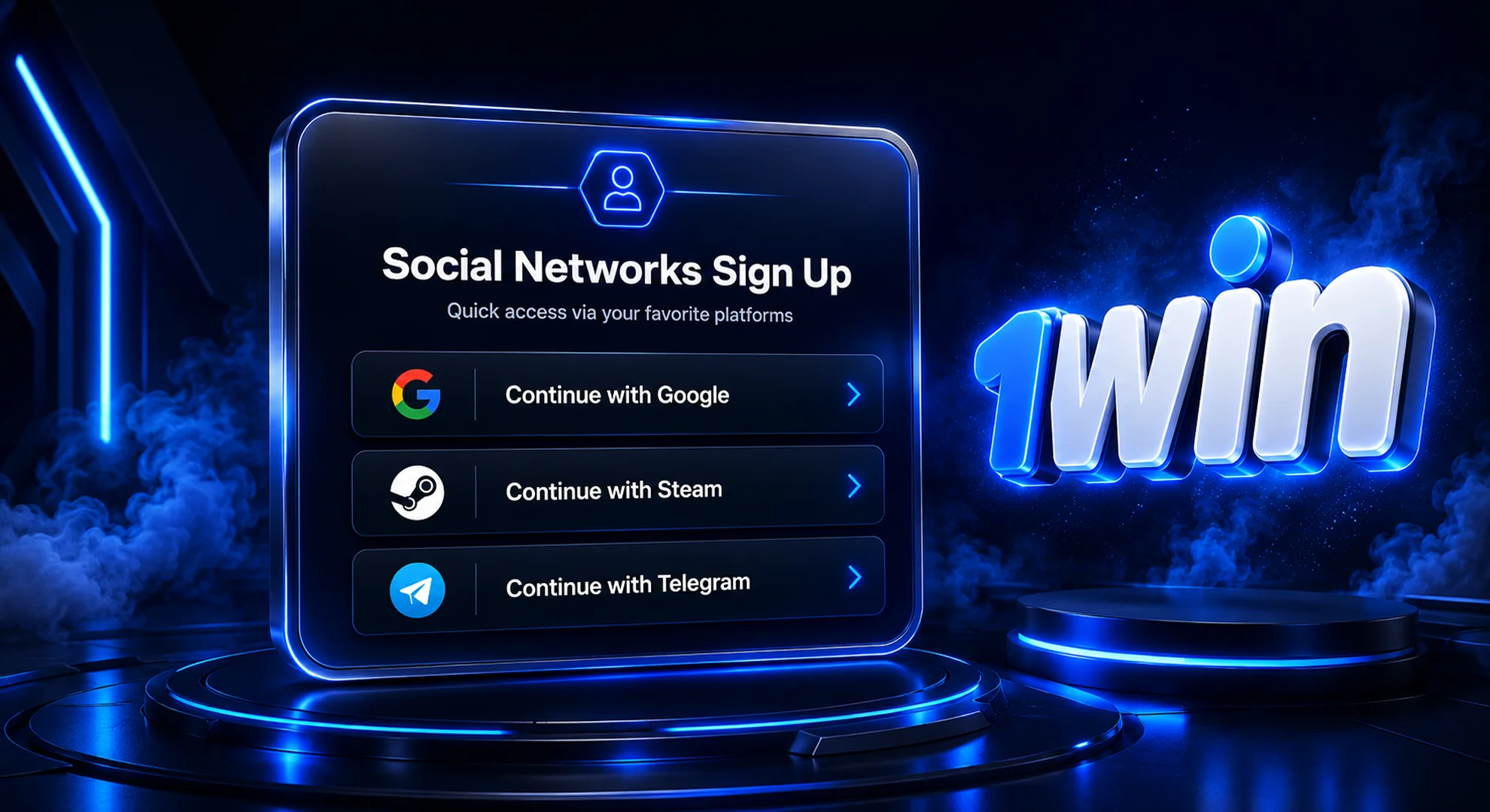 1win official social media sign up option via Google and Telegram 2026